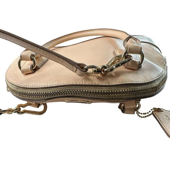 Coach Crossgrain Leather Mini Cora Crossbody Bag Satchel Bicolor Apricot Chalk - Picture 7 of 15